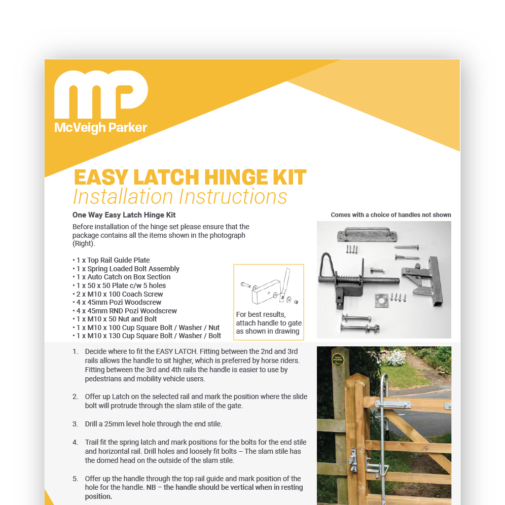 Easy Latch 1 Way Installation Instructions