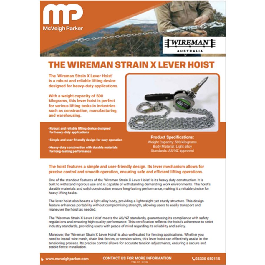 Wireman Strain X Lever Hoist